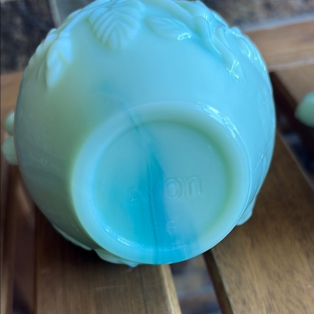 Vintage Avon Green Blue and White Floral Small Pitchers - Picture 9 of 12
